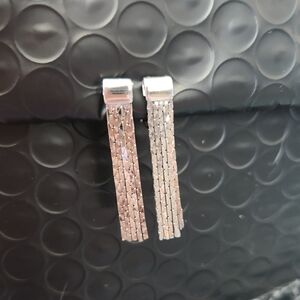 Avon Silver Tone Tassel Clip On Earrings